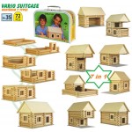 VARIO SUITCASE 72 piese - set constuctie modular din lemn rotund 7 in 1 Walachia